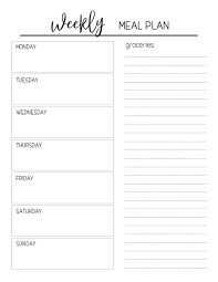 004 template ideas free weekly mealner menu printable meal