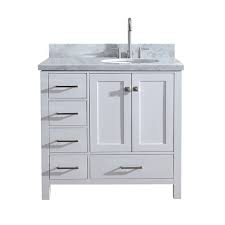 Uniquevanities.com is home to the most diverse, unique collection of vanities on the web. Ariel Cambridge 37 Inch Right Offset Single Oval Sink Vanity In White The Home Depot Canada