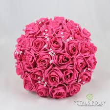 Maybe you would like to learn more about one of these? Hot Pink Foam Rose Brides Bouquet Posy