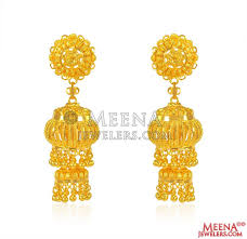 Choose from an incredible selection of jewelry and gifts at unbeatable prices. 22k Gold Jhumka Earrings Erfc26082 Us 1 709 22kt Gold Earrings In Layered Jhumkas Style With Gold Balls Ghoogri Hangings At The Bottom Earrin
