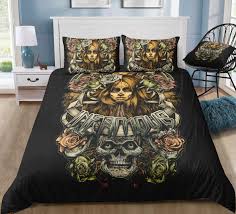Quilts, blankets, duvets and more. Black Skull Bedding Set King Size Scary Flower 3d Duvet Cover Queen Home Textile Printed Single Double Bed Set With Pillowcase Girl Bedding Blue Comforter Sets From Beddingdream 15 08 Dhgate Com