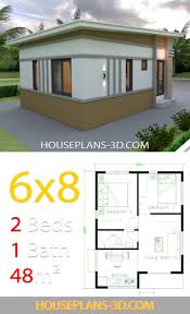 A 2 bedroom house plan includes all the features and space that anyone would need whether they're living alone, downsizing from a larger house or wanting something smaller as a starter home. House Design 6x8 With 2 Bedrooms House Plans 3d Rumah Indah Arsitektur Rumah Denah Rumah