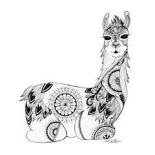 All Of My Illustrations Are Drawn Completely By Hand Using Archival Ink This Zentangle Style Llama Print Woul Llama Print Alpaca Drawing Animal Coloring Pages