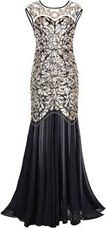 Black And Gold Dress Amazon Amazon Com Prettyguide Women S 1920s Black Sequin Gatsby Maxi Long Evening Prom Dress Gold 14 16 Clot Flapper Prom Dress 1920s Evening Dress Prom Dresses