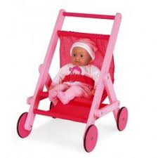 Poussette Mademoiselle De Janod Poussette En Bois Rose A Pois Pour Promener Ses Poupees Idee De Cadeau Pour Noel Ou Pou Poussette Poupee Poussette Couffins