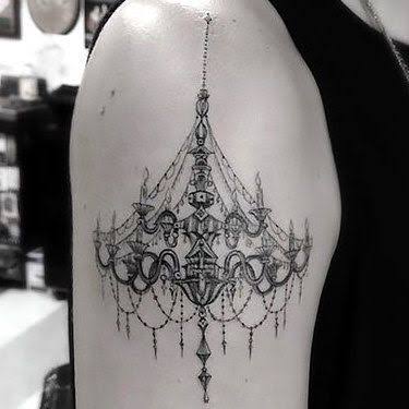 Fine Line Chandelier Tattoo Idea