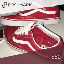 Red Vans Their New Shoes Very Clean Vans Shoes Red Vans Vans How To Clean Vans