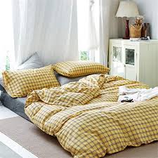 This duvet cover is more than just good looks! Farmhouse Yellow Grid Plaid Twin Size Duvet Cover Set Gingham Aesthetic Bedding Set 100 Cotton 1 Duvet Cover 1 Farmhouse Goals