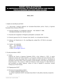 Raport Anual De Activitate Al Institutului Naţional De