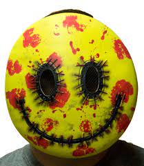 Bloody Happy Latex Face Mask Adult Scary Halloween Emoji Killer Smile Smiley Ebay Orange pumpkins with carving scary smiling cute glowing faces. mxn
