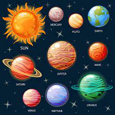 El sistema solar en el que se ubica el planeta tierra consiste en el sol, planetas (terrestres y gaseosos), planetas enanos, satélites y varios representa el 99,75% de la masa total del sistema solar y es vital para la vida en el planeta tierra. Cute Planetas De Dibujos Animados Del Sistema Solar Sol Mercurio Venus Tierra Marte Jupiter Saturno Urano Neptuno Pluton Ilustraciones Vectoriales Clip Art Vectorizado Libre De Derechos Image 84743308