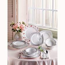 6 adet servis tabağı, 6 adet çukur yemek tabağı, 6 adet pasta tabağı, 6 adet komposto kasesi. Linens Com Tr