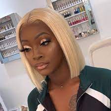 613 Blonde Wigs Bob Virgin Hair Straight Short 13x4 Lace Frontal Wigs Human Hair Wigs With Bangs Blonde Bob Wig Wig Hairstyles Hair Styles