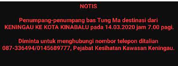 Famed as the 'nature resort city', kota kinabalu is more popularly called by the names kk. Attention Passenger On Board Of Tung Ma Bus From Keningau To Kota Kinabalu On 14 March 2020 7 00 Am Sabah Outbreak For Sabahan Sos