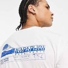 Napapijri s-evan back print t-shirt in white Exclusive to ASOS