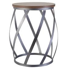 Round Metal Side Table With Wood Veneer Top Coffee Tables Side Tables Living Room Furniture Round Metal Side Table Metal Side Table Living Room Side Table