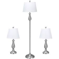 Gymax 3 Piece Lamp Set 2 Table Lamps 1 Floor Lamp Brushed Nickel Modern Home Bedroom Walmart Com Nickel Lamps Lamp Sets Floor Lamp
