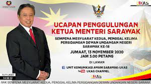 Ketua menteri sarawak ialah pemimpin parti majoriti atau parti gabungan terbesar bagi dewan undangan negeri sarawak. Unit Komunikasi Awam Sarawak Ukas Siaran Langsung 13 November 2020 Ucapan Penggulungan Ketua Menteri Sarawak Sempena Mesyuarat Kedua Penggal Kelima Persidangan Dewan Undangan Negeri Sarawak Ke 18 Facebook