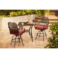 Hampton Bay Fall River 3 Piece Bar Height Patio Dining Set With Chili Cushions Dy11034 Hd R The Home Depot Hampton Bay Bar Height Patio Set Patio Dining Set