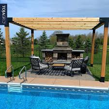 Solo Pergola Base And Wall Mount For 6x6 Wood Posts 4 Pack Toja Grid In 2020 Backyard Buildings Pergola Pergola Kits