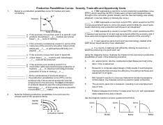 Ppc shows all the possible combinations of goods and services(two only as there are two axes) that a company can produce. Ppcworksheet 1 Production Possibilities Curves Scarcity Trade Offs And Opportunity Costs Below Is A Production Possibilities Curve For Tractors And Course Hero