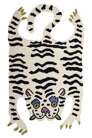 White Tiger Thrills Rug Cutout Tiger Rug Textured Carpet Rugs