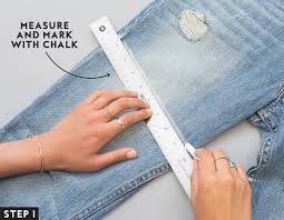 Alright, time to grab your scissors and cut along your chalk line. How To Cut Jeans Into Shorts Diy Denim Shorts Instyle