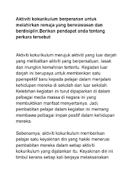 Kalau anda bisa disegani, proses manajemen atau perkembangan bisa dilakukan dengan mudah. Aktiviti Kokurikulum Berperanan Untuk Melahirkan Remaja Yang Berwawasan Dan Berdisiplin