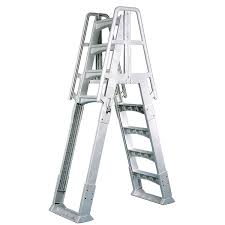 Vinyl Works A Frame Ladder With Barrier For Swimming Pools 48 To 56 Tall White Walmart Com In 2020 Pool Ladder Above Ground Pool Ladders Above Ground Swimming Pools