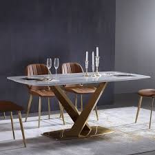 71 Rectangular Faux Marble Dining Table Gold X Base Stainless Steel With White Marble Top In 2020 Dining Table Gold Dining Table Marble Dining