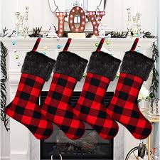 Whatever you choose, christmas decorations will get your home in that christmas spirit. Amazon Com Senneny Christmas Stockings 4 Pack 18 Red Black Buffalo Plaid Christmas Stockings With Plush Faux Fur Cuff Classic Large Christmas Stockings Decorations For Family Christmas Holiday Party Decor Home Kitchen