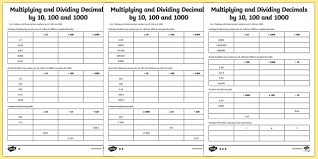 Some of the worksheets for this concept are decimals work, decimals practice booklet table of contents, multiplying decimals word problems, operations with decimals, set 1 word problems decimals, multiplication and division of decimals, decimals mul s1. Multiplying And Dividing Decimals Worksheet 10 100 1000