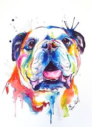 Large Custom Watercolor Splash Pet Portrait On Paper English Bulldog Art Bulldog Art Print Bulldog Art