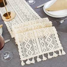 Choose oblong tablecloth, round tablecloth, round table topper, table runner, or placemat set of 4. Beige Crochet Lace Table Runner With Tassel Cotton Wedding Decor Hollow Tablecloth Nordic Romance Table Cover Coffee Bed Runners Table Runners Aliexpress