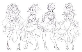 Magical Girls Regular Group Sketch Magical Girl Character Design Girl Drawing Base