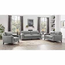 Sorena Modern Top Grain Leather 3 Piece Living Room Set Leather Sofa And Loveseat Living Room Sets 3 Piece Living Room Set