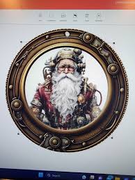 Steampunk Santa Christmas Wreath Sign