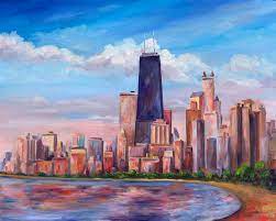Chicago city panorama with yachts. Chicago Skyline John Hancock Tower Painting By Jeff Pittman