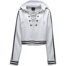 Fenty Puma By Rihanna Lace Up Hoodie Sweatshirt 150 Liked On Polyvore Featuring Tops Hoodies Sweat Sweatshirts Hoodie Fenty Puma White Hooded Sweatshirt