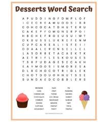 Enjoy these free easy printable crossword puzzles. Desserts Word Search Free Printable Worksheet