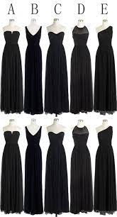 Black Cheap Simple Mismatched Styles Chiffon Floor Length Form Black Bridesmaid Dress Mismatched Black Chiffon Bridesmaid Dresses Black Bridesmaid Dresses Long