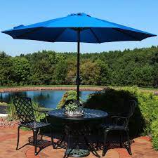 Introduction to sunbrella umbrellas in 1961, sunbrella fabrics was created by glen raven, starting a cantilever umbrella sunbrella features a crank that offers convenience and safety for you and your. Sunnydaze Decor Sunnydaze Sunbrella Patio Umbrella With Auto Tilt And Crank 9 Foot Outdoor Market Umbrella Rust Resistant Aluminum Pacific Blue Walmart Com Walmart Com