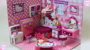 Diy Miniature Dollhouse Room Hello Kitty Room Decor 10 Minute Diy Do Hello Kitty Rooms Hello Kitty Room Decor Doll Diy Crafts