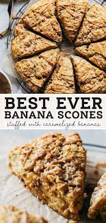 Best Banana Scones Caramelized Banana Layer Baked In The Middle Recipe In 2021 Banana Scones Banana Dessert Recipes Banana Recipes