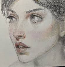 Whoopi Goldberg With Derwent pencils (four colors: sanguine, ruby earth,  Sepia (red) and chocolate in my cheap sketchbook