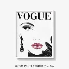 Black And White Red Lipstick Art Vogue Cover Art Fashion Print Minimalist Fashion Decor Black And White Art Red Lips Abstract Art Inst Vogue Covers Art Lotus Print Safari Animal Wall Art