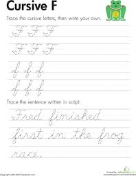 Practice handwriting with our cursive alphabet worksheets. Cursive F Education Com Learning Cursive Cursive Handwriting Practice Teaching Cursive