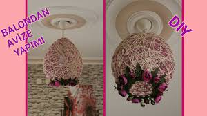 Cok Kolay Balon Ve Ipten Avize Yapimi Easy Diy Lampshade Youtube Avize Balon Avize Suslemeler