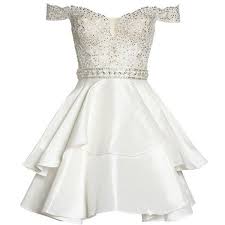 Women S Sean Collection Embellished Off The Shoulder Fit Flare Dress 855 Ron Liked Short White Cocktail Dresses Fit Flare Dress White Off Shoulder Dress
