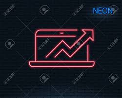 Neon Light Data Analysis And Statistics Line Icon Report Graph